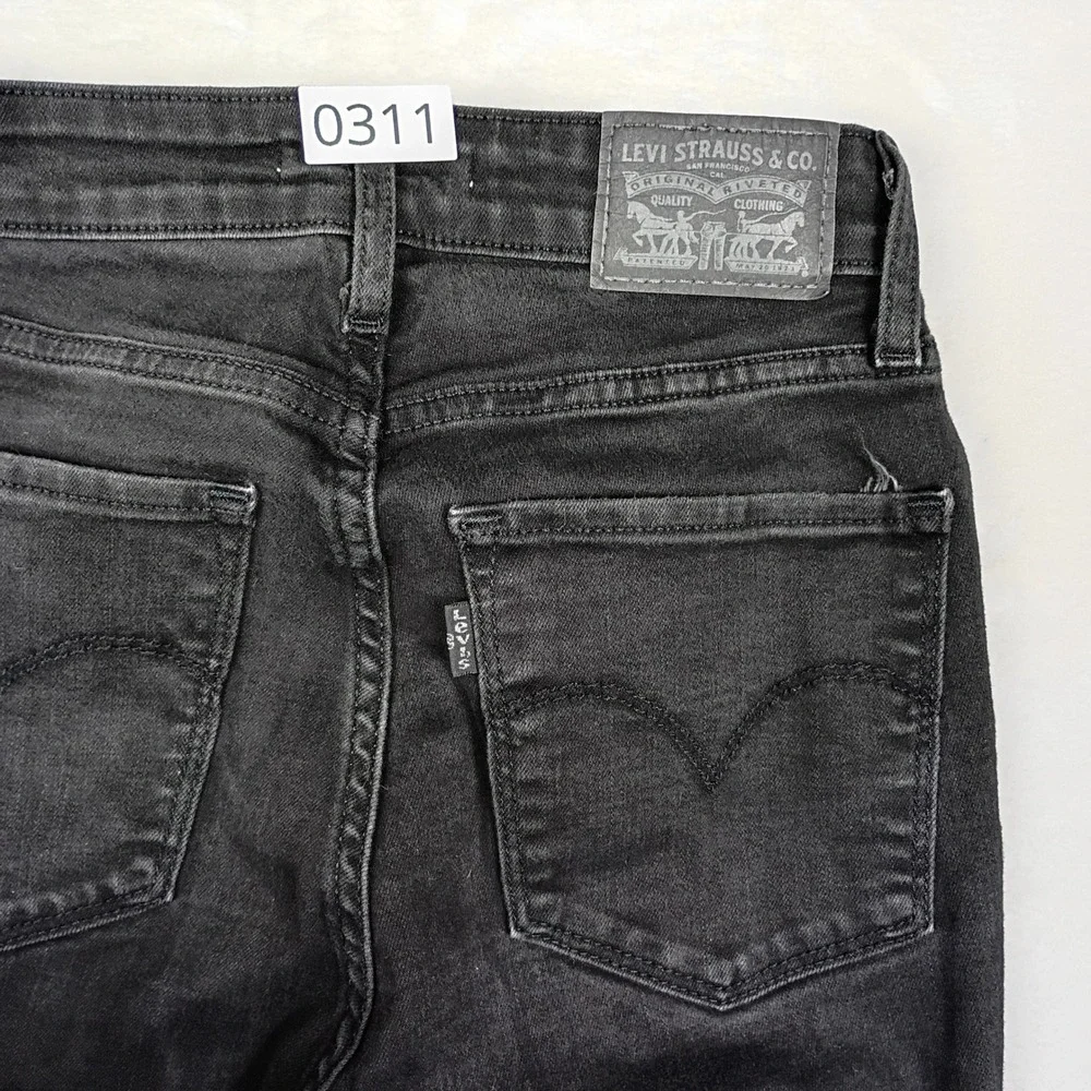 Levi's 721 High Rise Skinny Jeans Womens 26 Black Denim Slim Fit Classic Staple